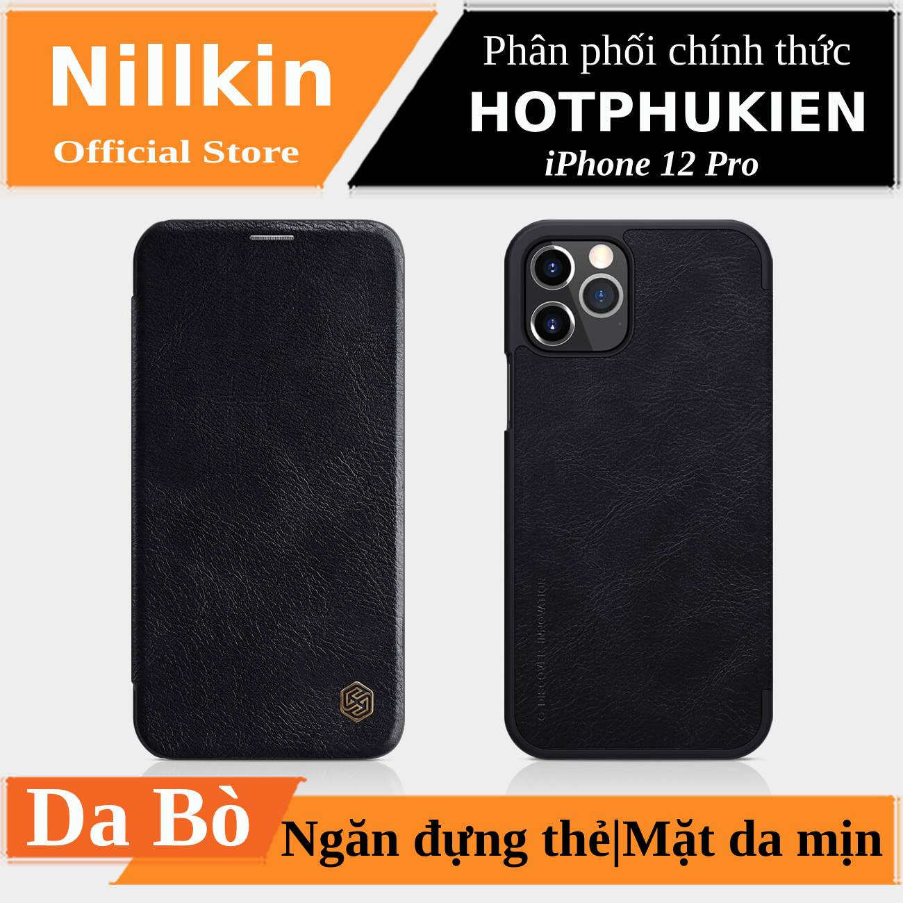 Bao da leather cho iPhone 12 / iPhone 12 Pro (6.1 icnh) hiệu Nillkin Qin