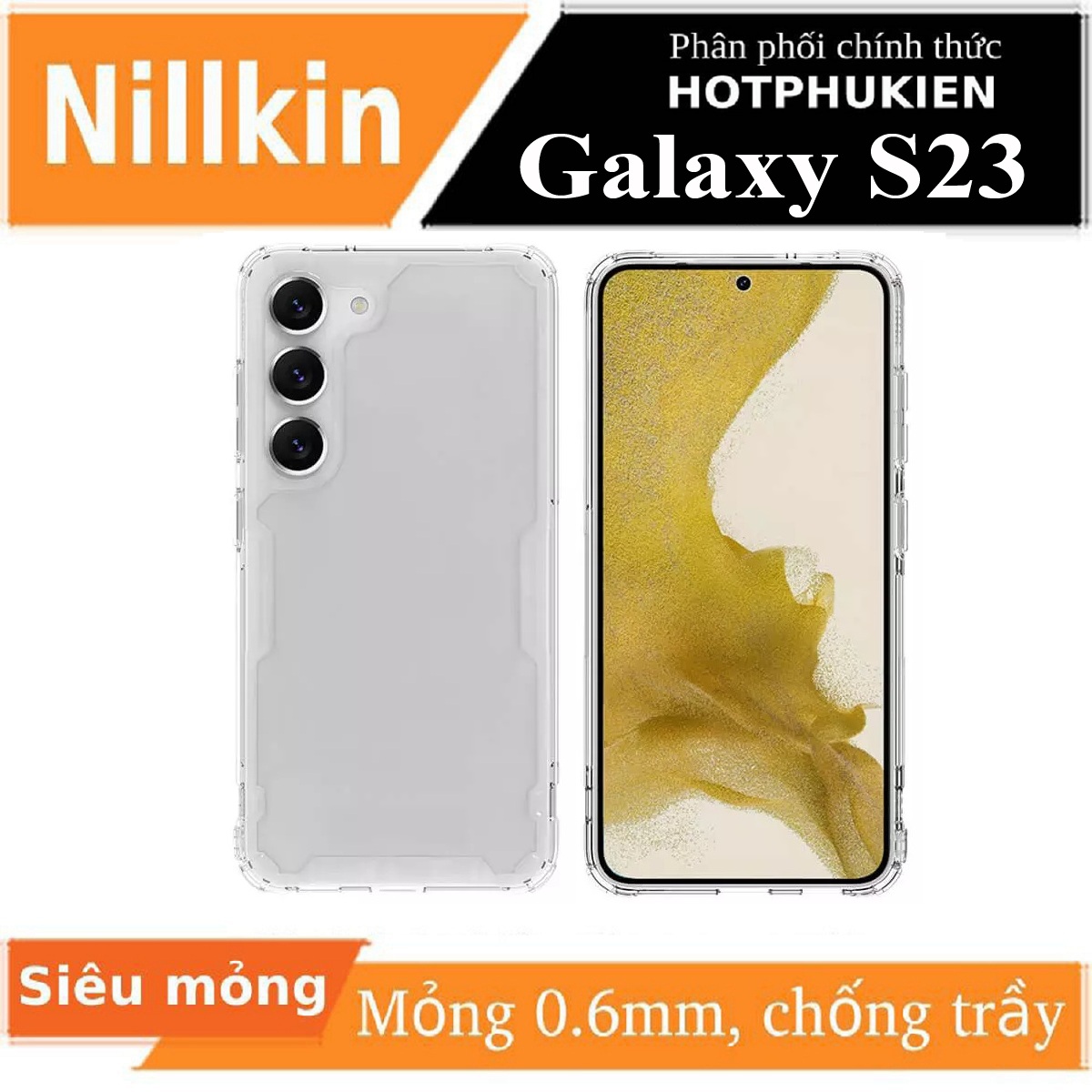 Ốp lưng TPU chống sốc cho Samsung Galaxy S23 hiệu Nillkin Nature TPU Pro Case