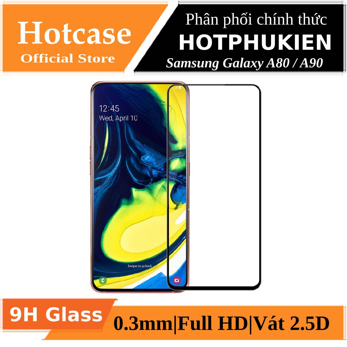 Miếng dán kính cường lực full màn hình 111D cho Samsung Galaxy A80 / A90 hiệu HOTCASE