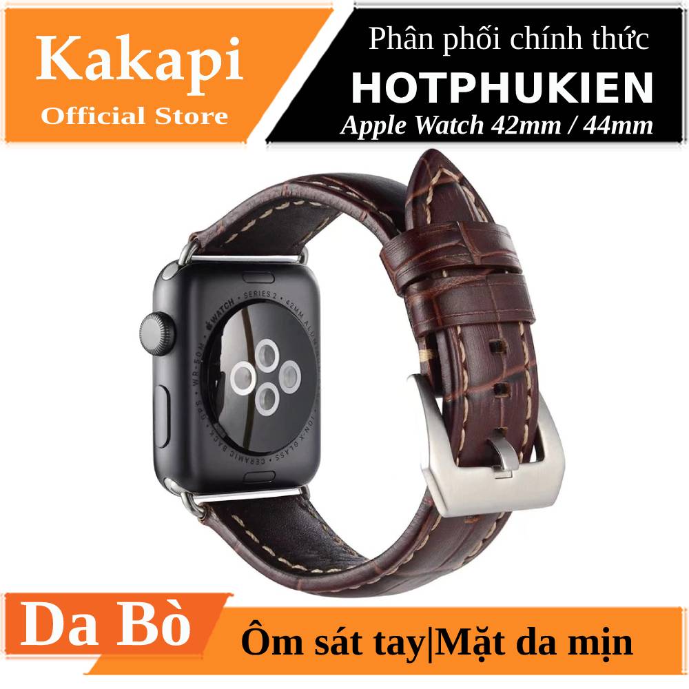 Dây da thật vân cá sâu cho Apple Watch 42mm / 44mm hiệu Kakapi
