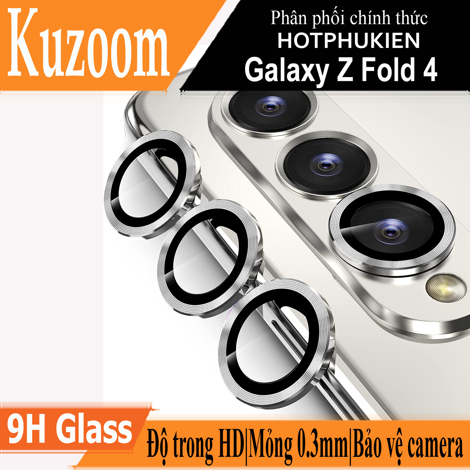 Bộ miếng dán kính cường lực bảo vệ Camera cho Samsung Galaxy Z Fold 4 hiệu HOTCASE Kuzoom Protective Lens