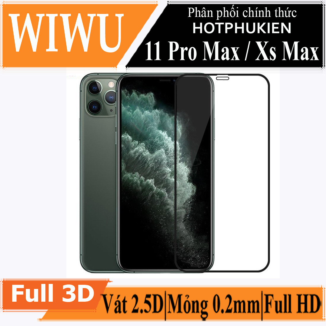Miếng dán kính cường lực Cho iPhone 11 Pro Max hiệu WIWU iVista