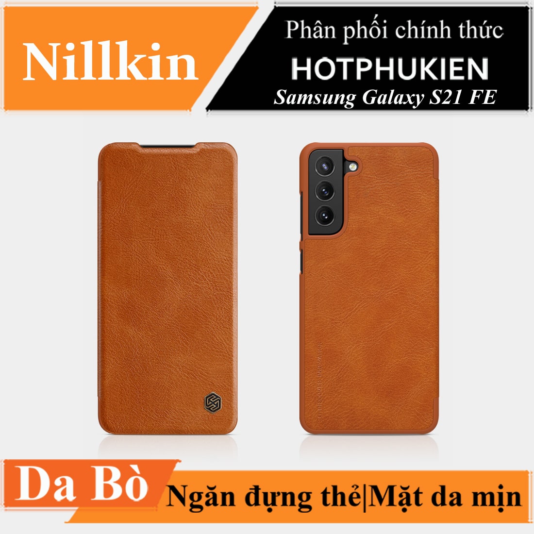 Bao da leather cho Samsung Galaxy S21 FE hiệu Nillkin Qin