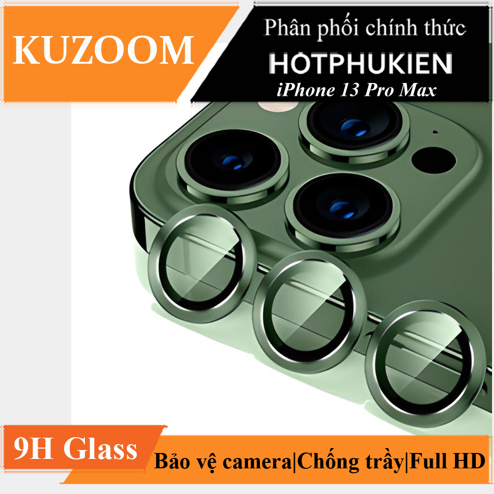Bộ miếng dán kính cường lực bảo vệ Camera iPhone 13 Pro/ 13 Pro Max hiệu HOTCASE Kuzoom Lens Ring