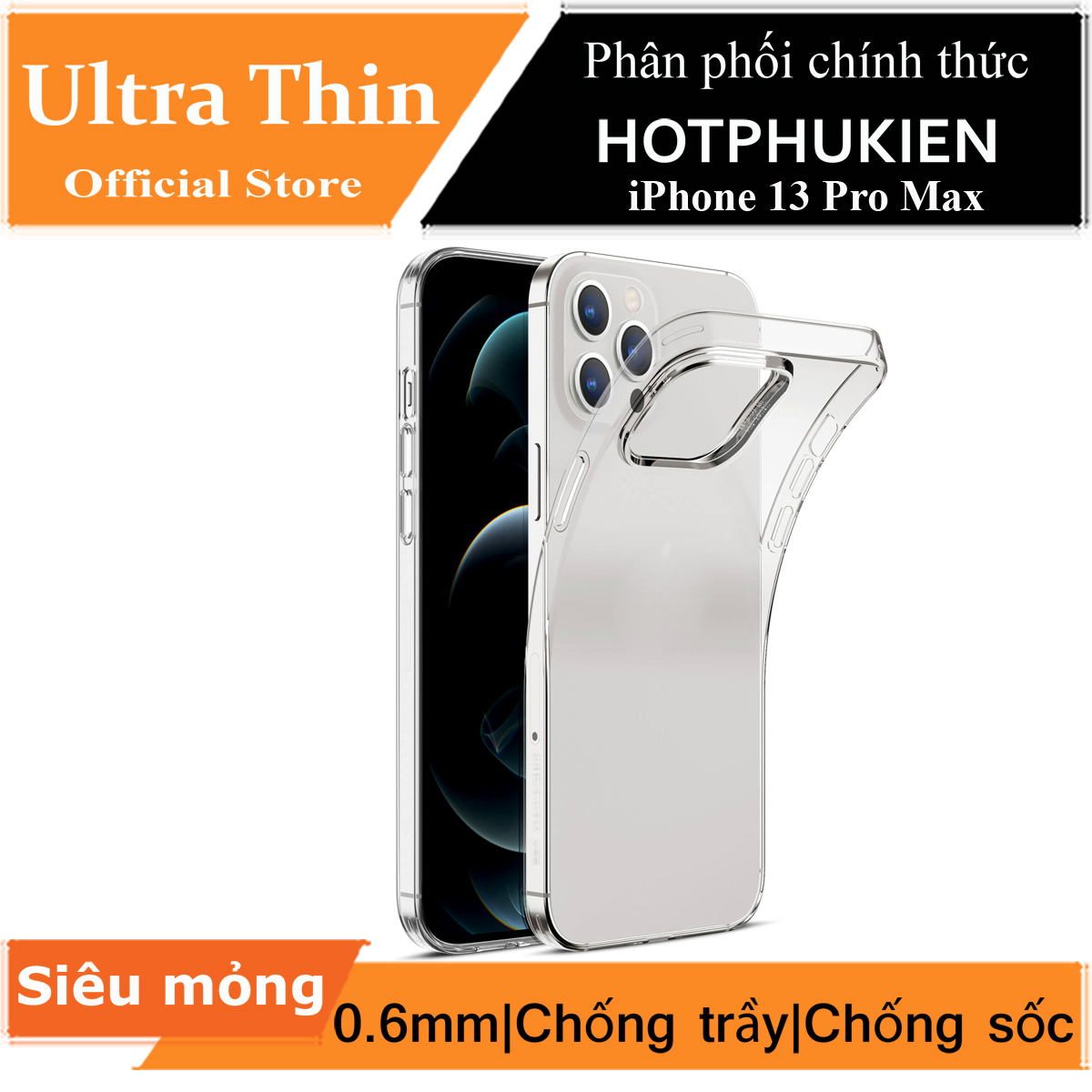 Ốp lưng dẻo silicon trong suốt cho iPhone 13 Pro Max hiệu Ultra Thin
