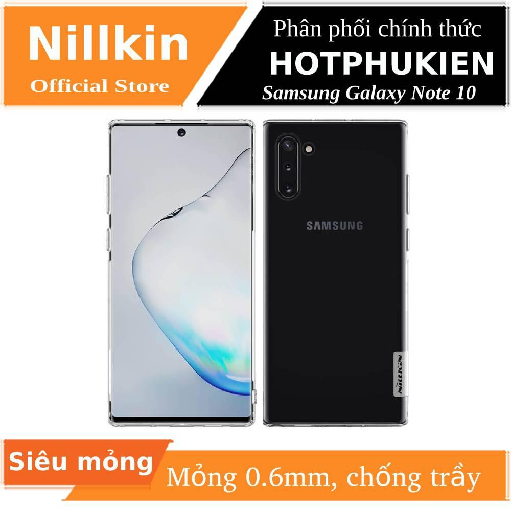 Ốp lưng silicon trong suốt cho Samsung Galaxy Note 10 / Note 10 5G hiệu Nillkin Nature mỏng 0.6mm
