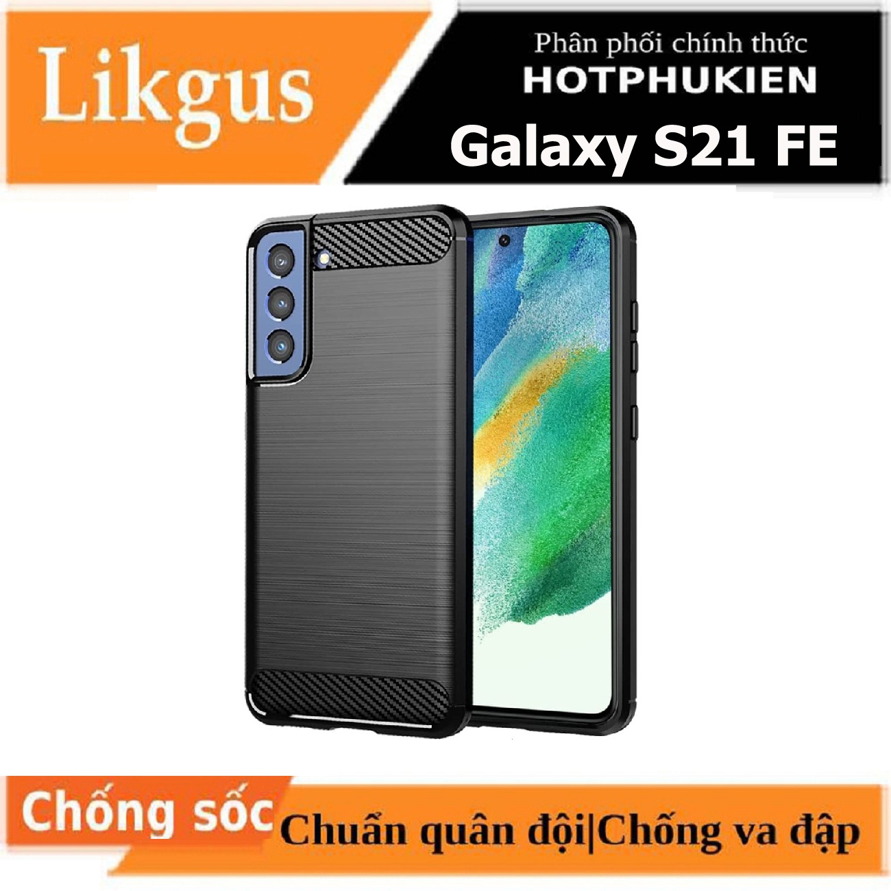 Ốp lưng chống sốc vân kim loại cho Samsung Galaxy S21 FE hiệu Likgus