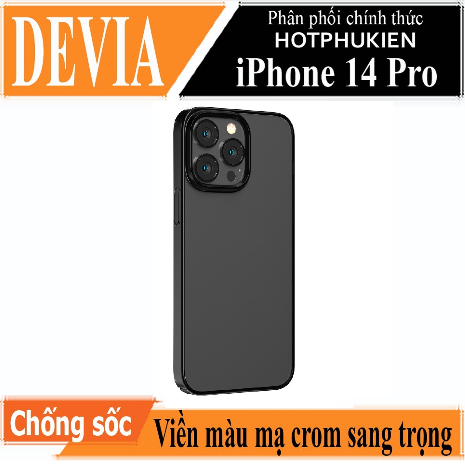 Ốp lưng chống sốc viền màu mạ crom cho iPhone 14 Pro (6.1 inch) hiệu DEVIA Crystal Series Shockproof Case