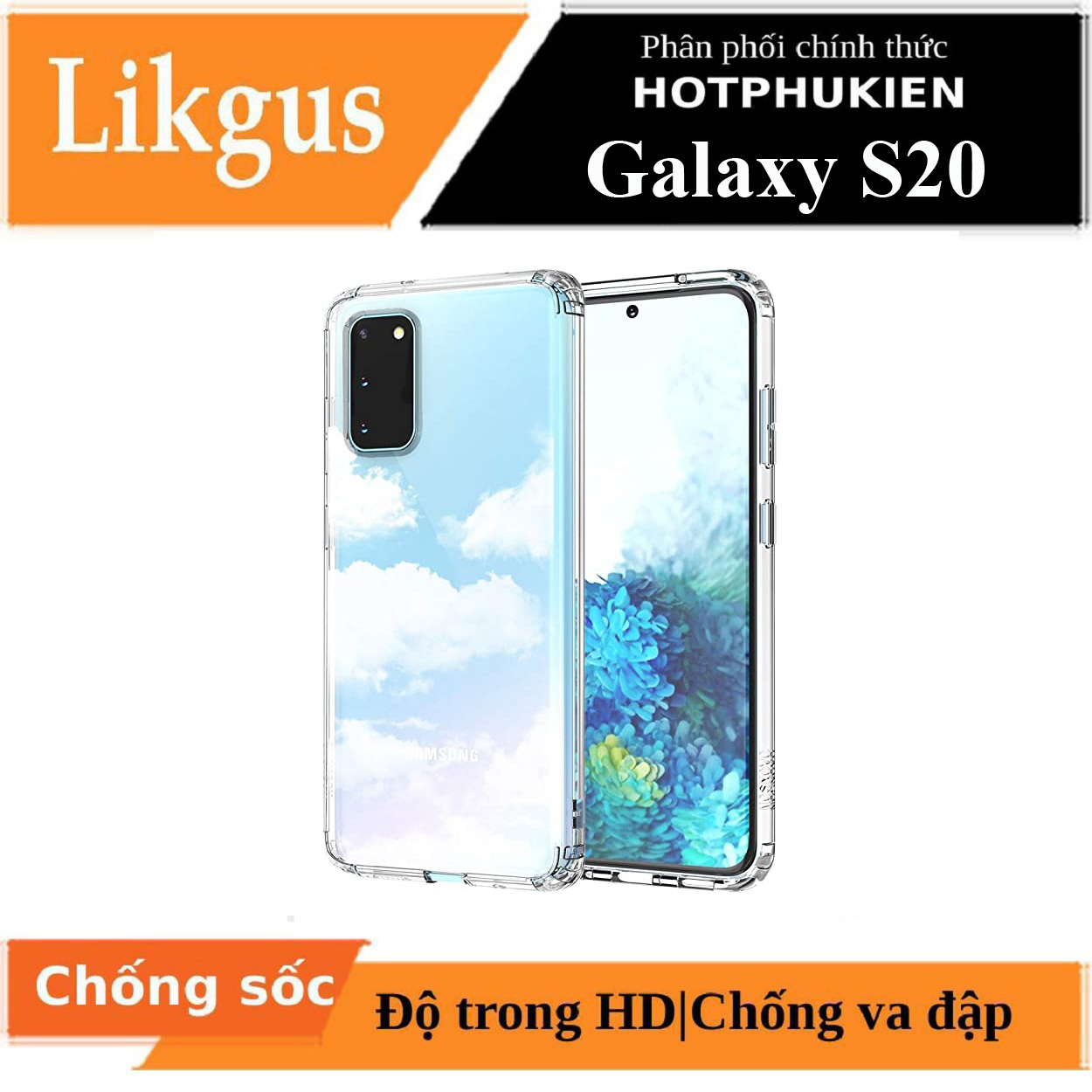 Ốp lưng chống sốc trong suốt cho Samsung Galaxy S20 hiệu Likgus Crashproof