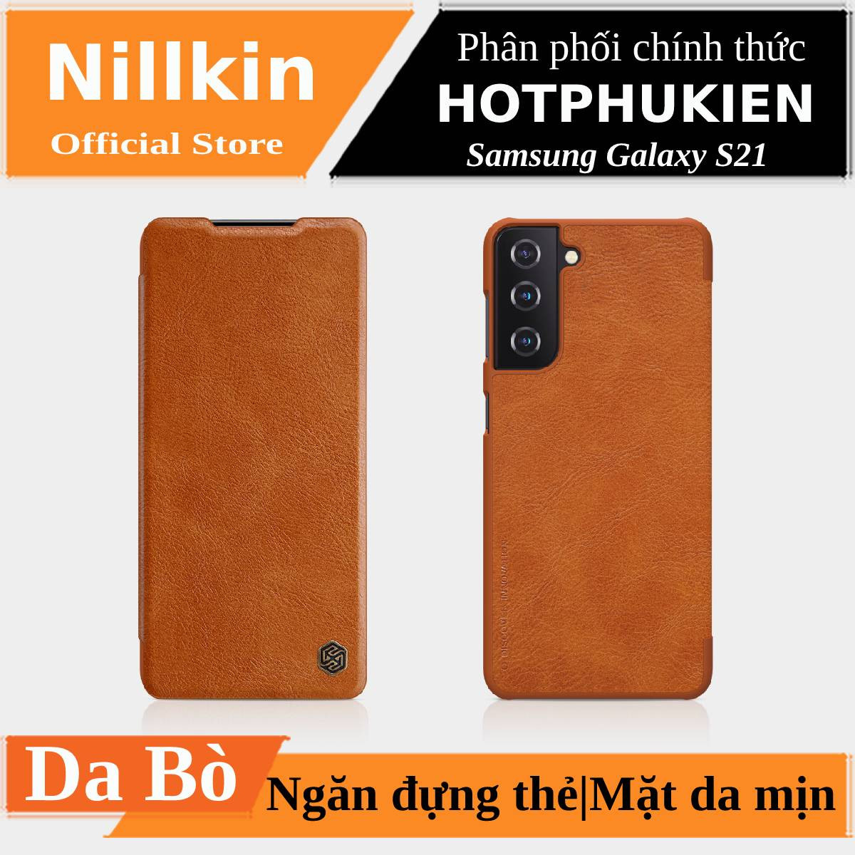 Bao da leather cho Samsung Galaxy S21 hiệu Nillkin Qin
