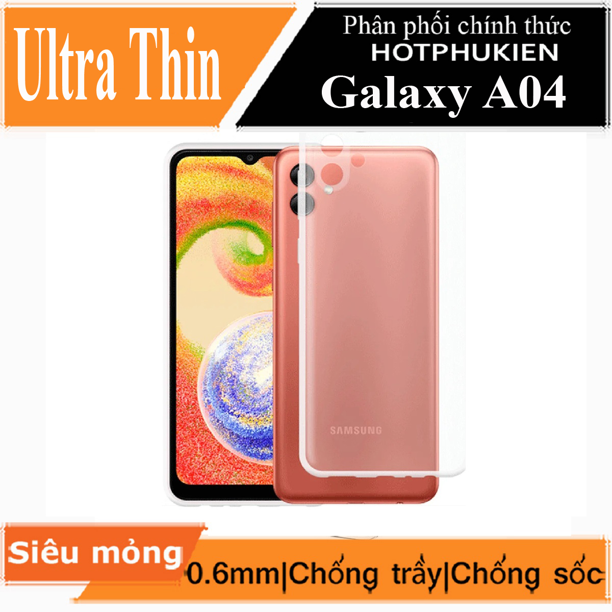 Ốp lưng silicon dẻo trong suốt mỏng 0.6mm cho Samsung Galaxy A04 hiệu Ultra Thin