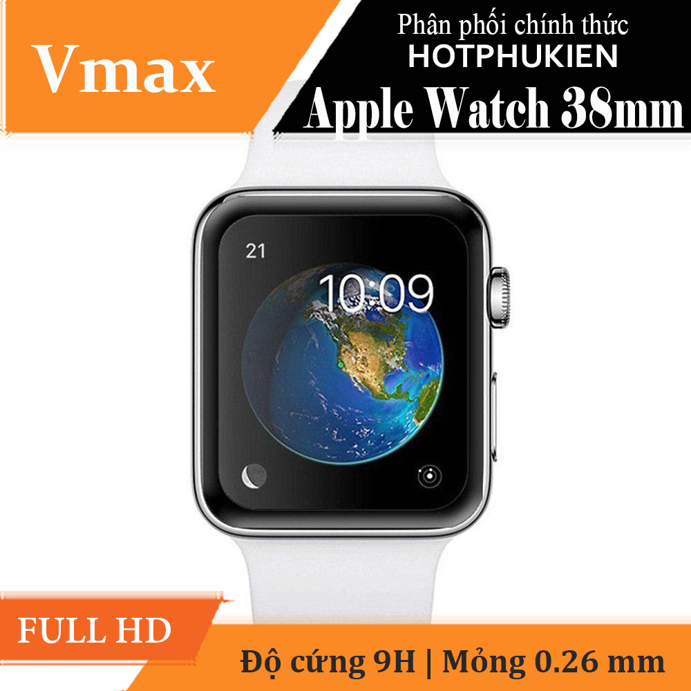 Miếng dán kính cường lực Full keo Apple Watch 38 mm Vmax