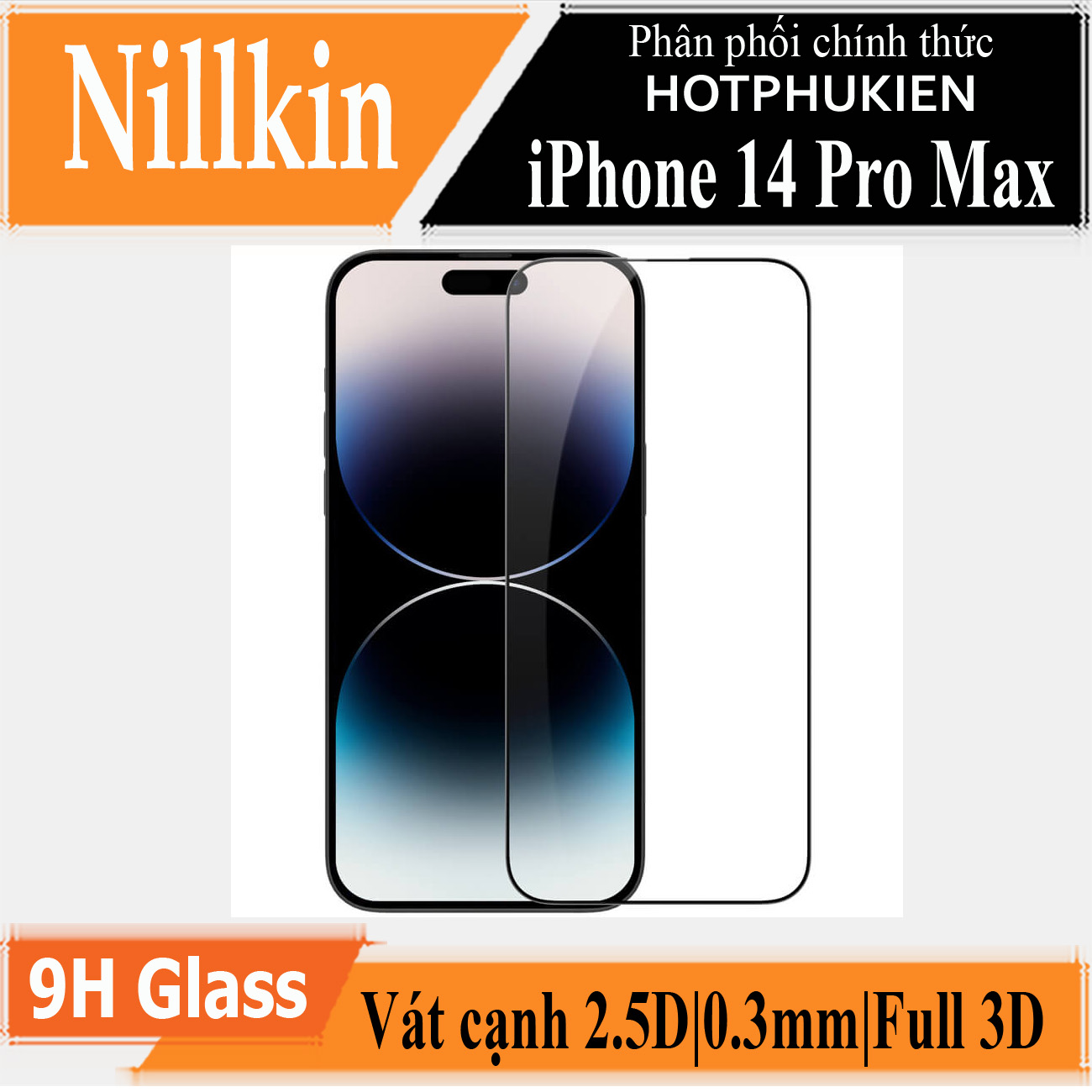 Miếng dán kính cường lực full 3D cho iPhone 14 Pro Max (6.7 inch) hiệu Nillkin Amazing CP+ Pro