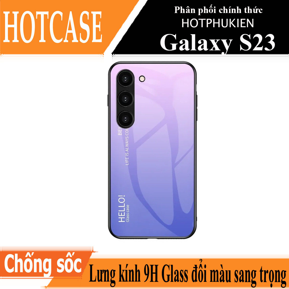 Ốp lưng kính cường lực cho Samsung Galaxy S23 hiệu HOTCASE Gradient Case chống sốc chống va đập, hiệu ứng gradient theo góc nhìn, chống sốc cực tốt, chất liệu cao cấp