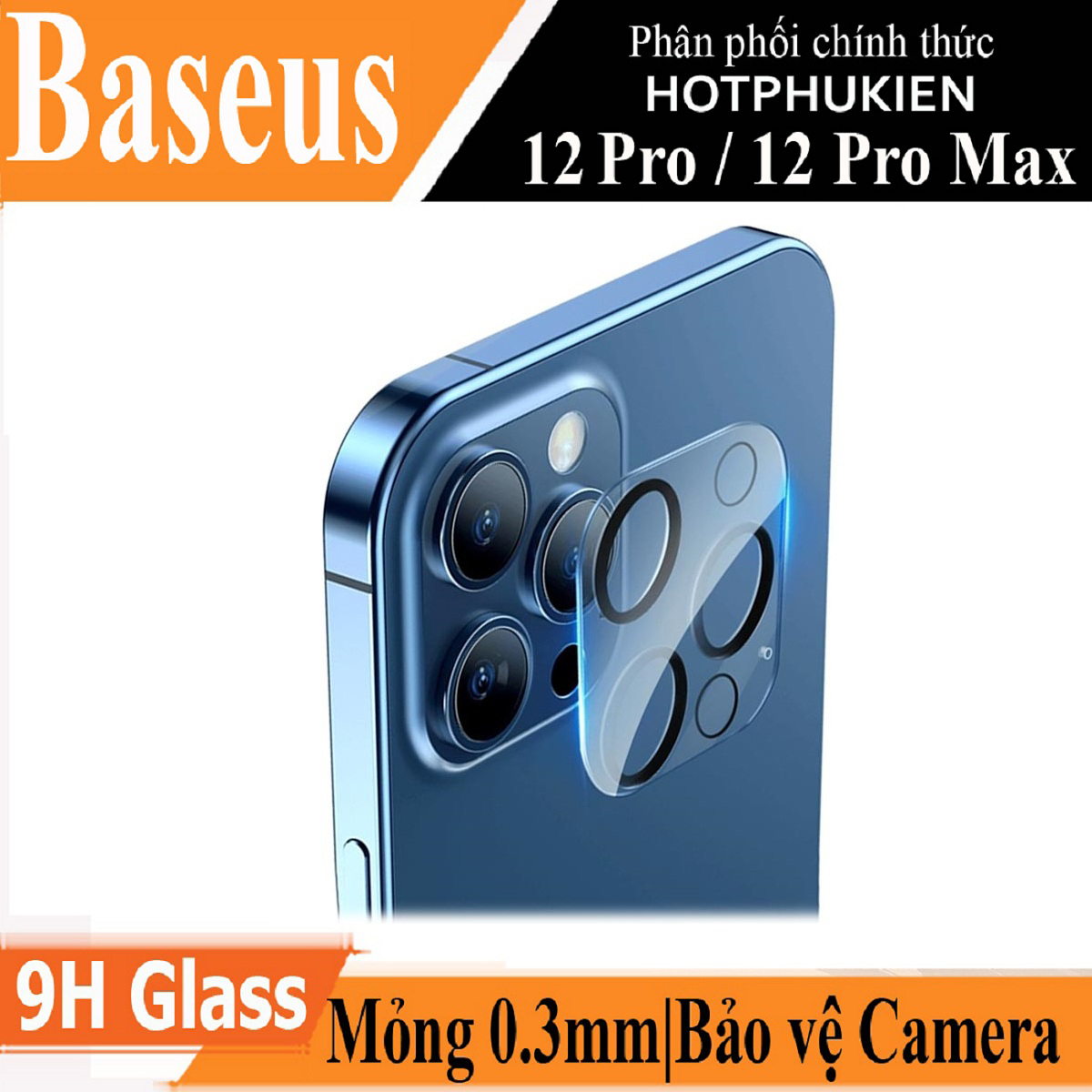 Miếng dán kính cường lực bảo vệ Camera cho iPhone 12 Pro Max hiệu Baseus Full-Frame Lens Film