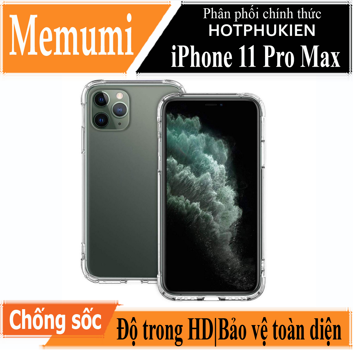 Ốp lưng bảo vệ camera trong suốt cho iPhone 11 Pro Max (6.5 inch) hiệu Memumi Glitter