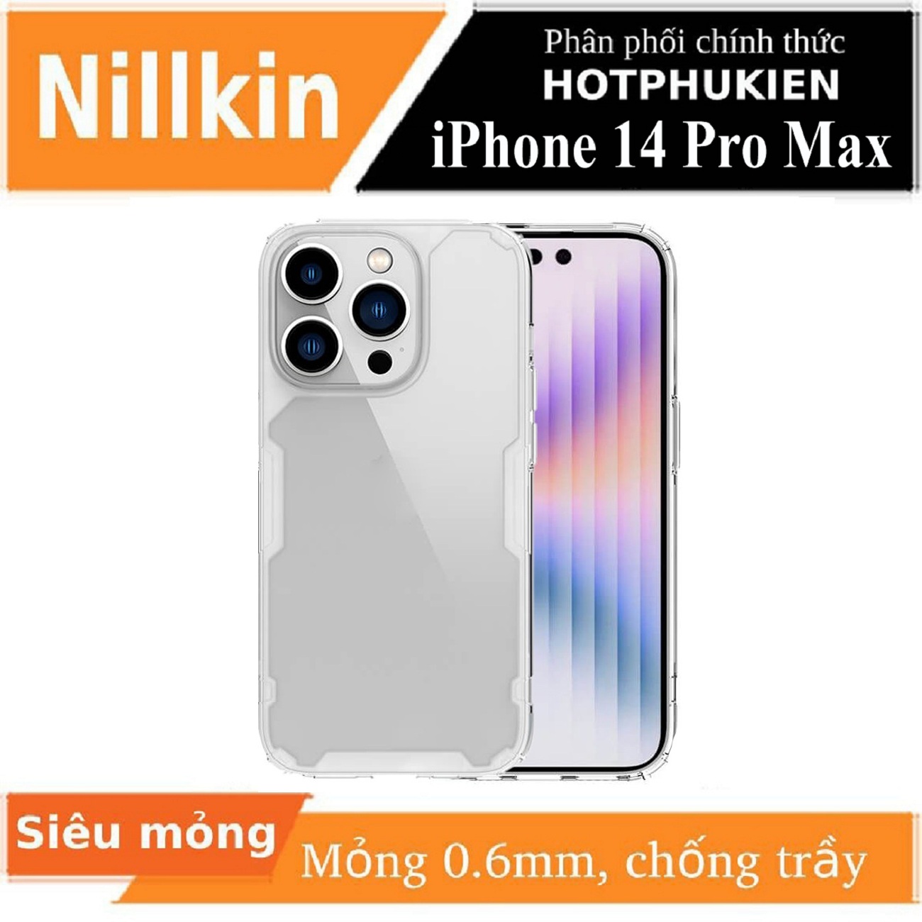 Ốp lưng dẻo TPU cho iPhone 14 Pro Max (6.7 inch) hiệu Nillkin Nature TPU Pro Case