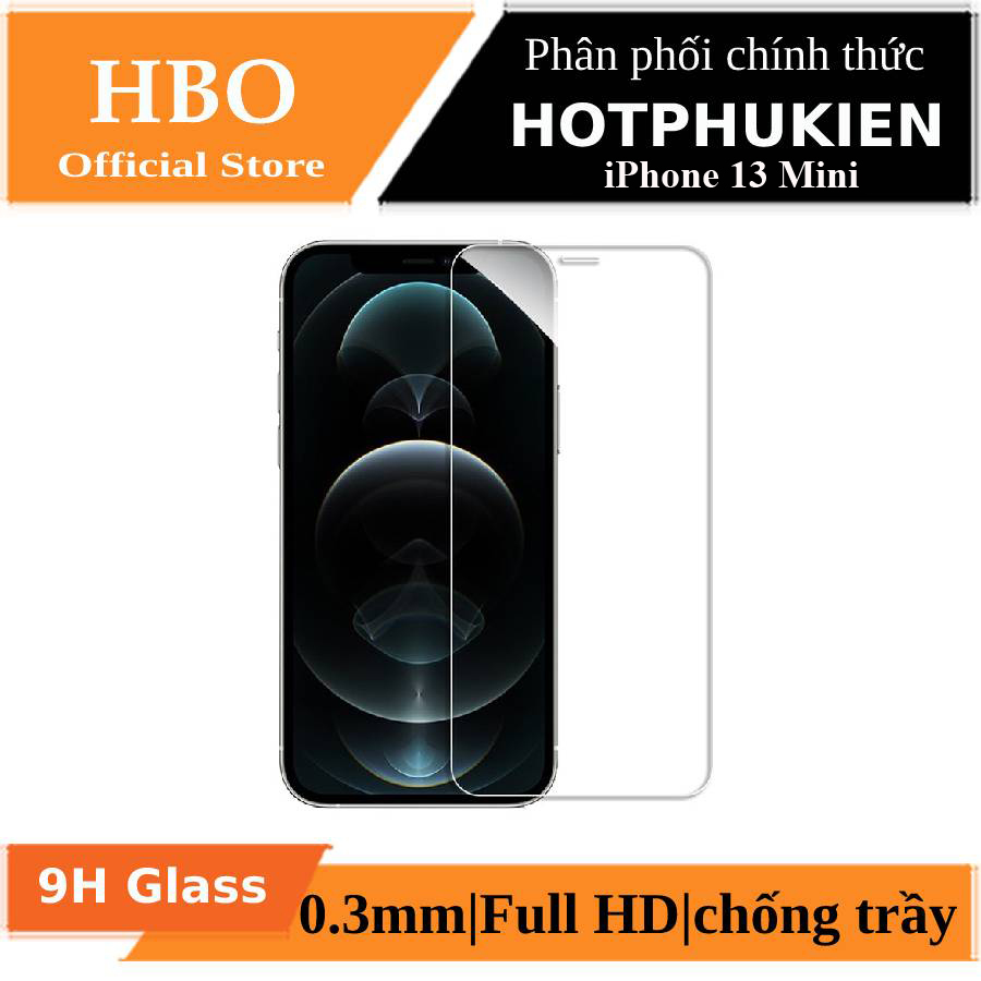 Miếng dán kính cường lực cho iPhone 13 Mini hiệu HBO độ cứng 9H