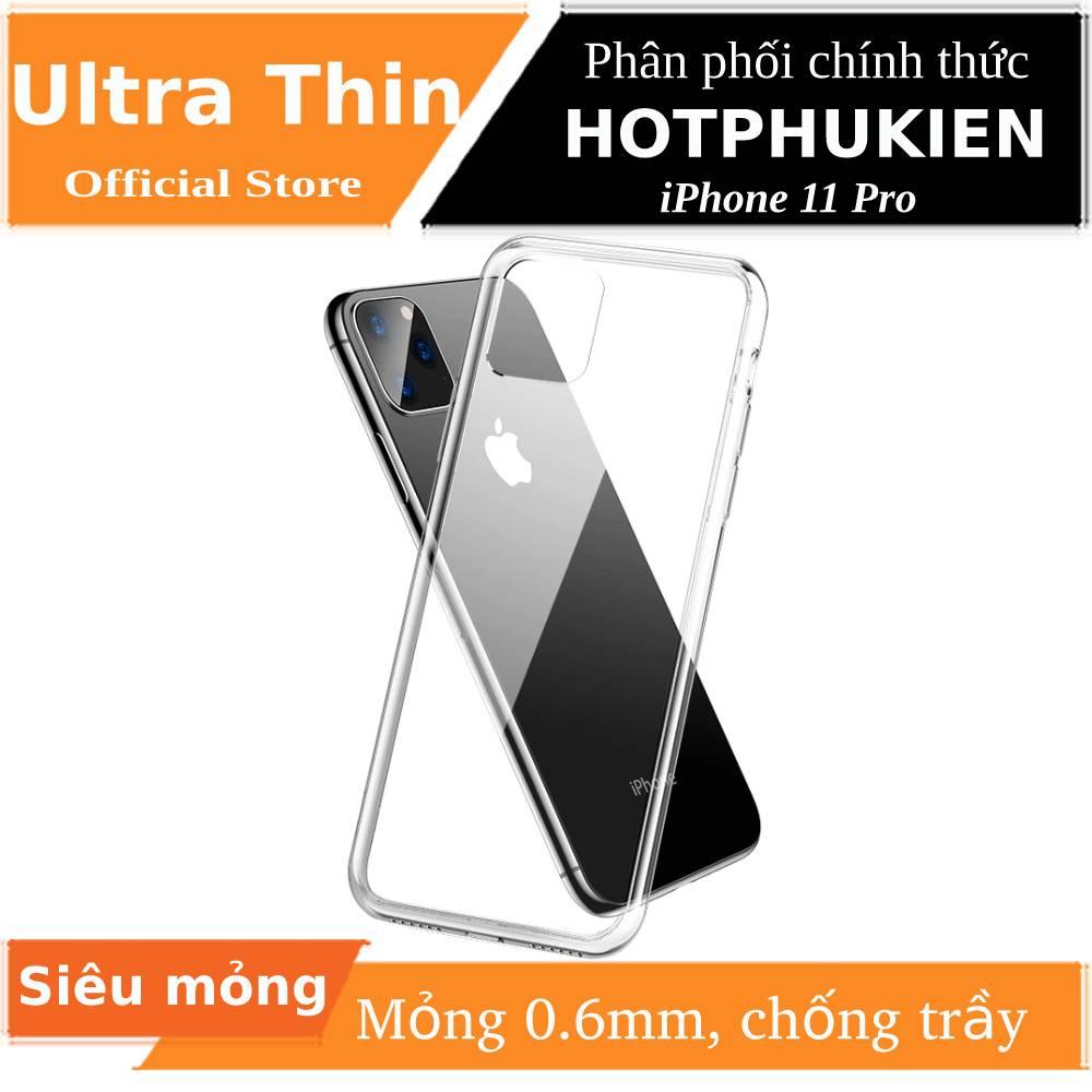 Ốp lưng dẻo silicon trong suốt cho iPhone 11 Pro hiệu Ultra Thin siêu mỏng 0.6mm