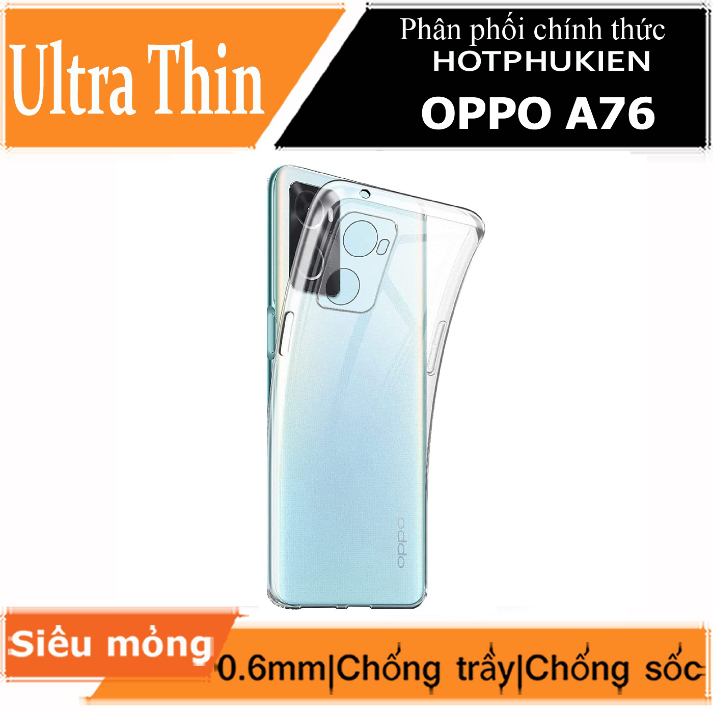 Ốp lưng silicon dẻo cho Oppo A76 hiệu Ultra Thin