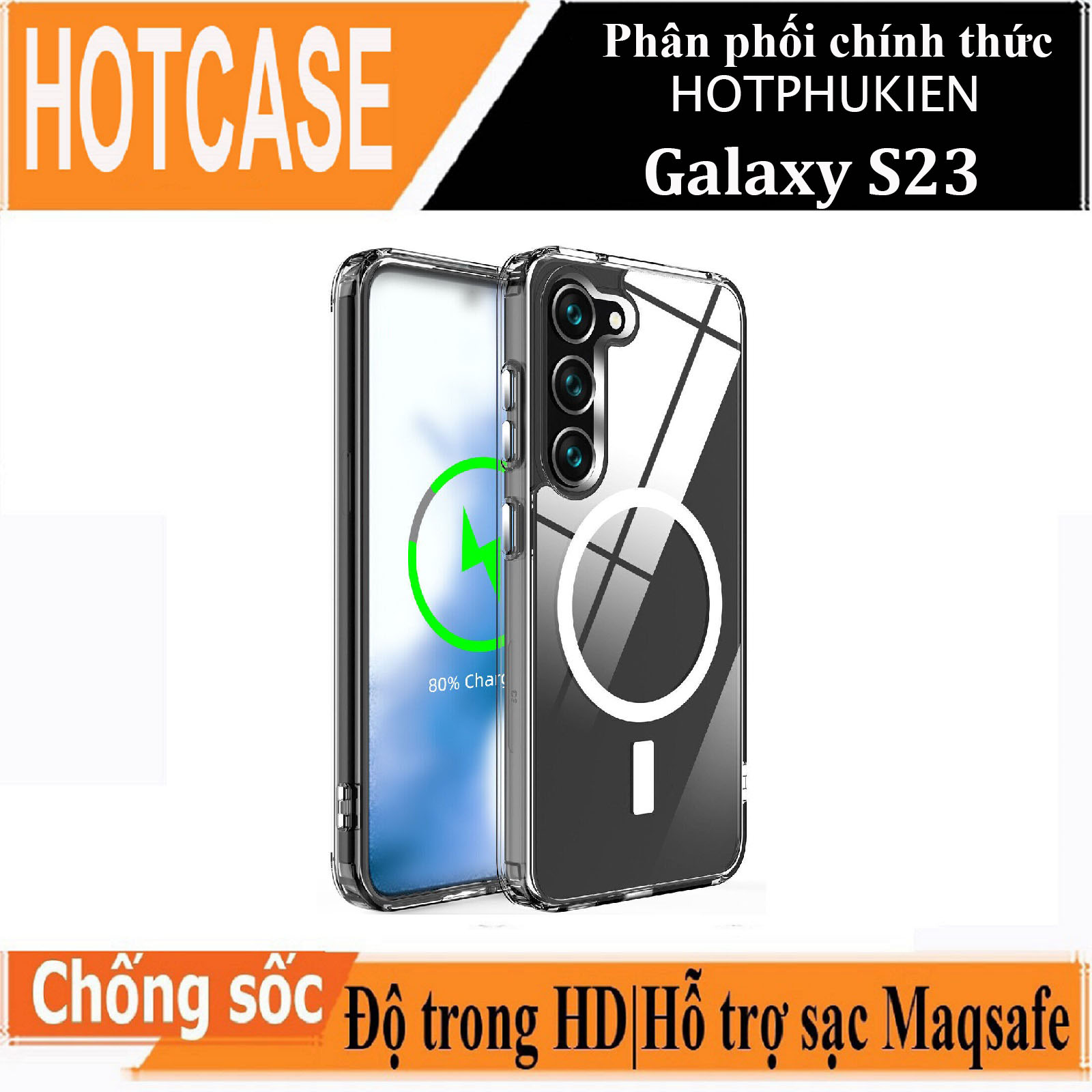 Ốp lưng silicon chống sốc hỗ trợ sạc Magsafe cho Samsung Galaxy S23 hiệu HOTCASE Magsafe Magetic Case - siêu mỏng 1.5mm