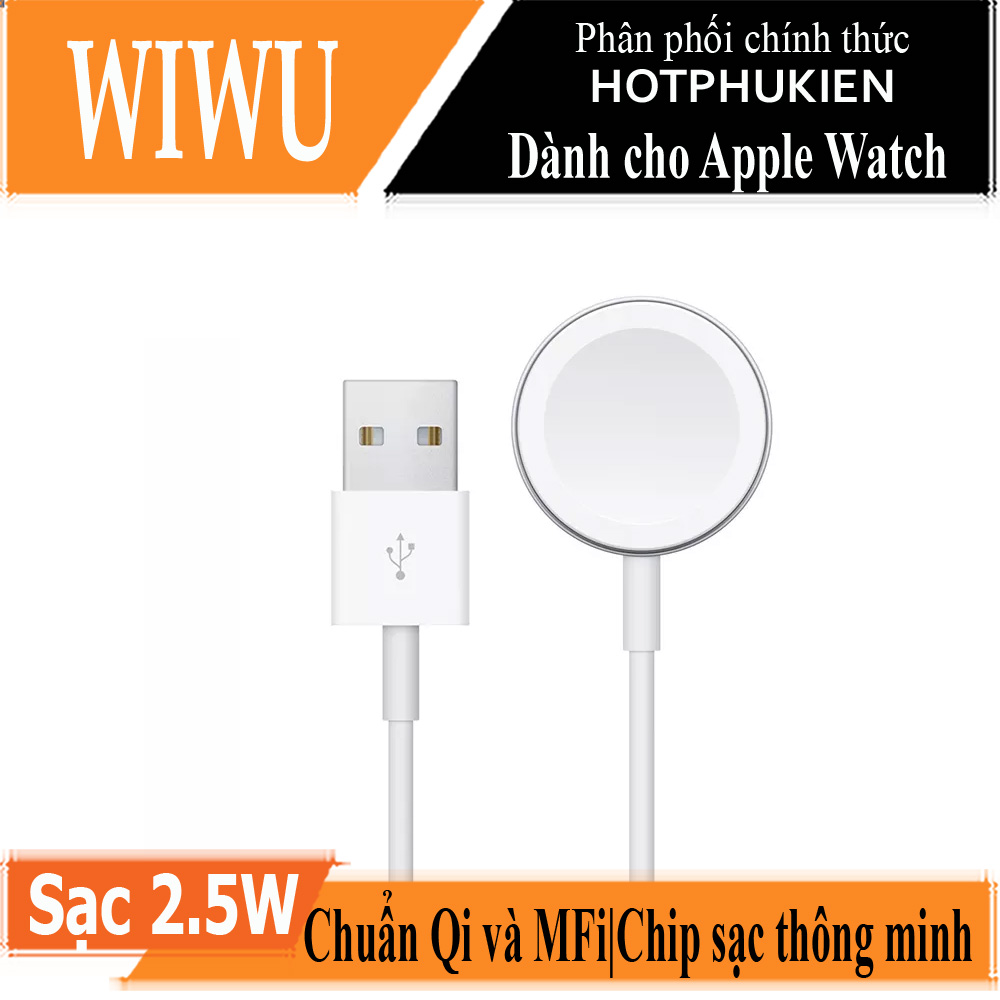 Dock sạc không dây hít nam châm hỗ trợ sạc nhanh 2.5W hiệu Wiwu M7 dành cho Apple Watch series 1 / 2 / 3 / 4 / 5 / 6 / 7 / 8 / SE