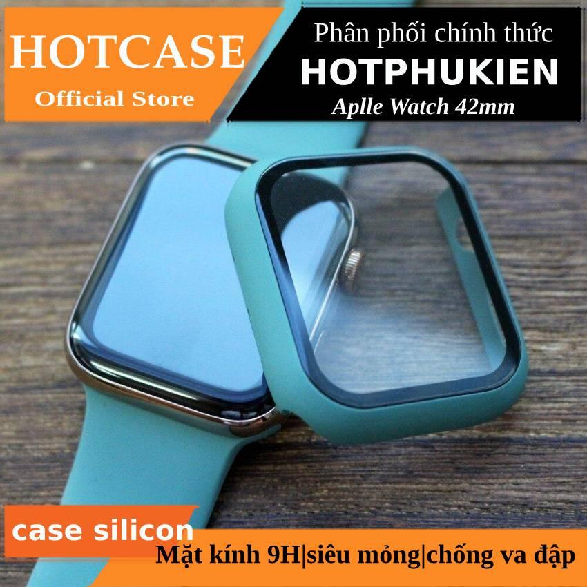 Ốp case silicon siêu mỏng bề mặt kính cường lực bảo vệ 360 độ cho Apple Watch 42mm hiệu HOTCASE