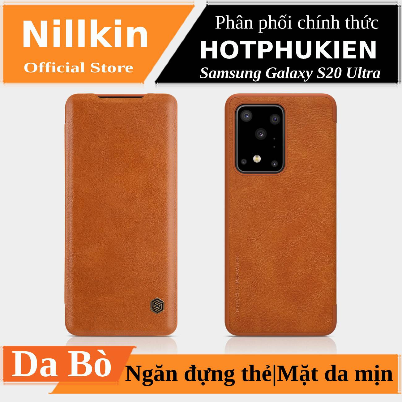 Bao da leather cho Samsung Galaxy S20 Ultra hiệu Nillkin Qin