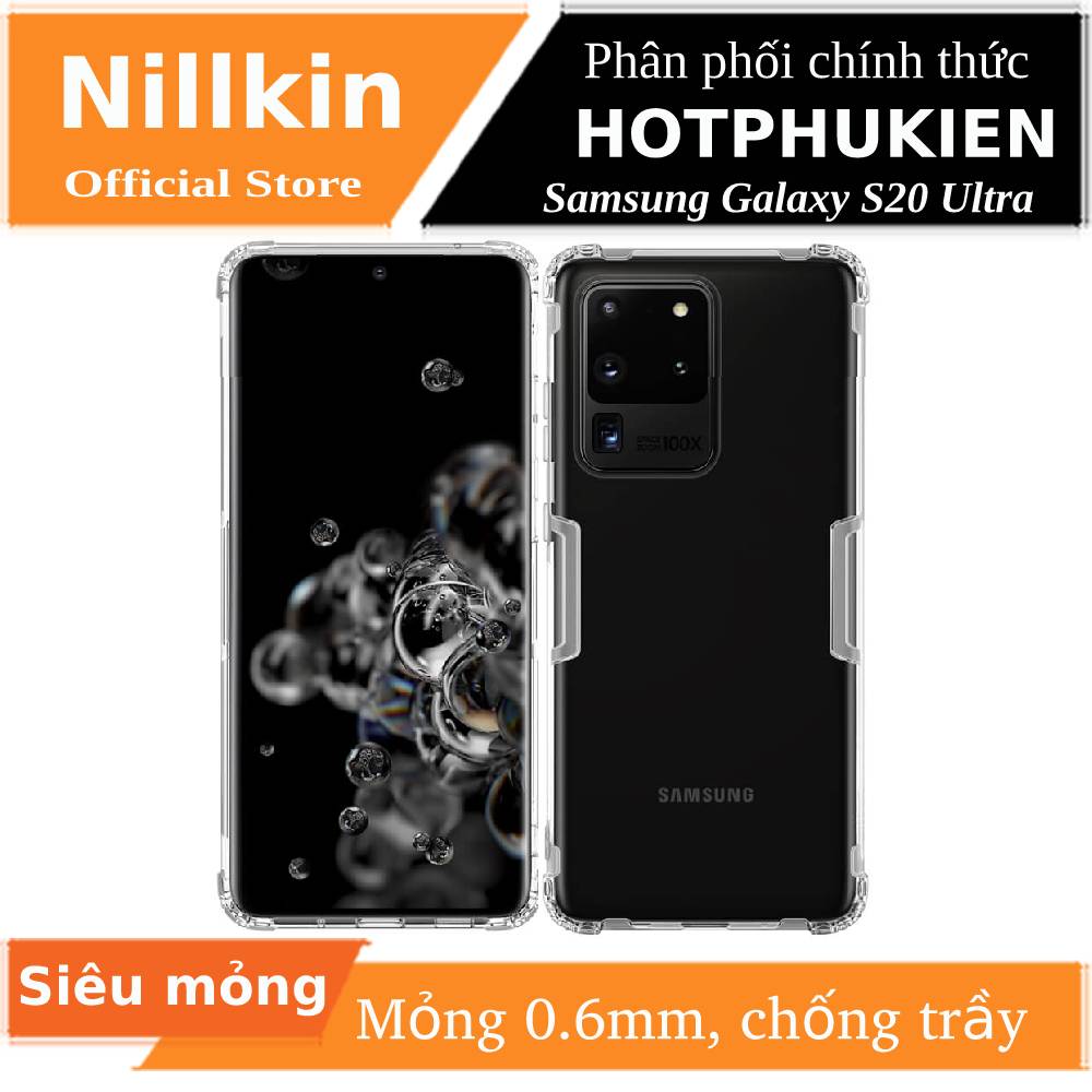 Ốp lưng dẻo silicon trong suốt cho Samsung Galaxy S20 Ultra hiệu Nillkin Nature