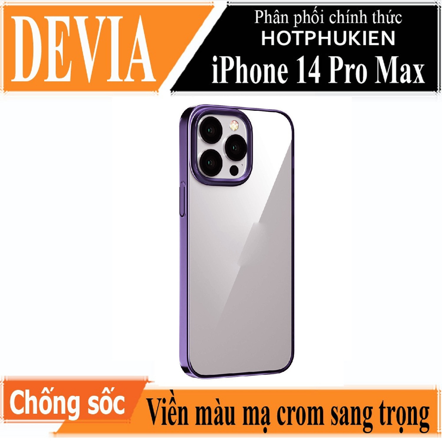 Ốp lưng chống sốc viền màu mạ crom cho iPhone 14 Pro Max (6.7 inch) hiệu DEVIA Crystal Series Shockproof Case