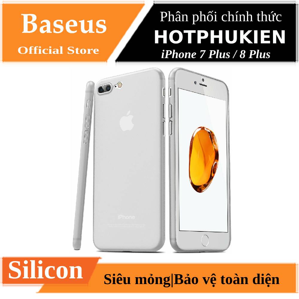 Ốp lưng silicon nhám siêu mỏng chống trầy cho iPhone 7 Plus / iPhone 8 Plus hiệu Baseus Super Slim Stylish Choice