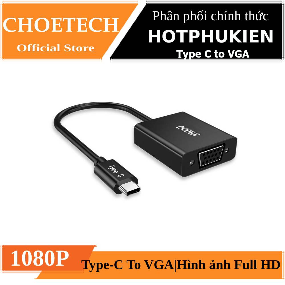 Hub chuyển đổi Type-C thành cổng VGA Full HD chuẩn 1080P hiệu CHOETECH V01