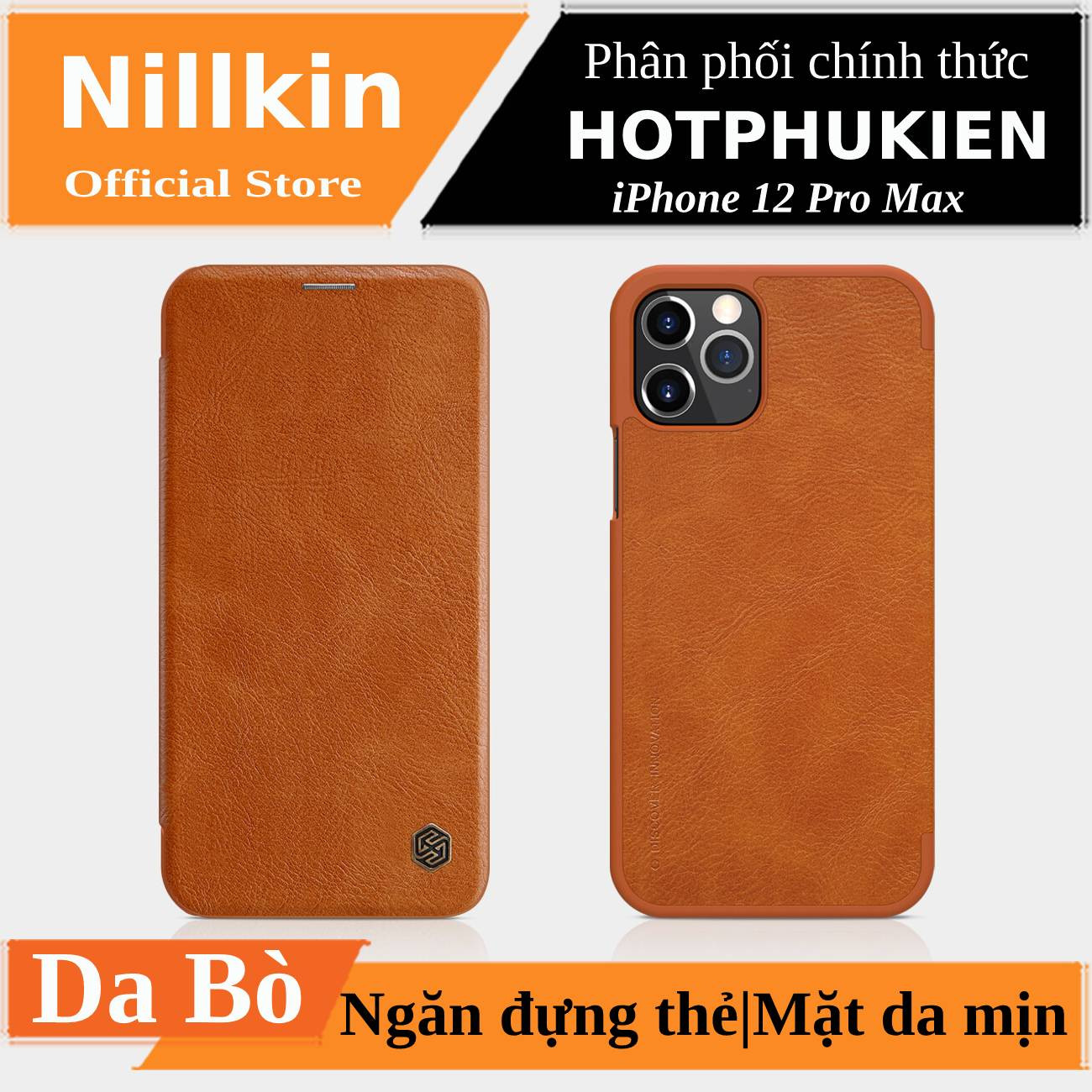 Bao da leather cho iPhone 12 Pro Max (6.7 icnh) hiệu Nillkin Qin