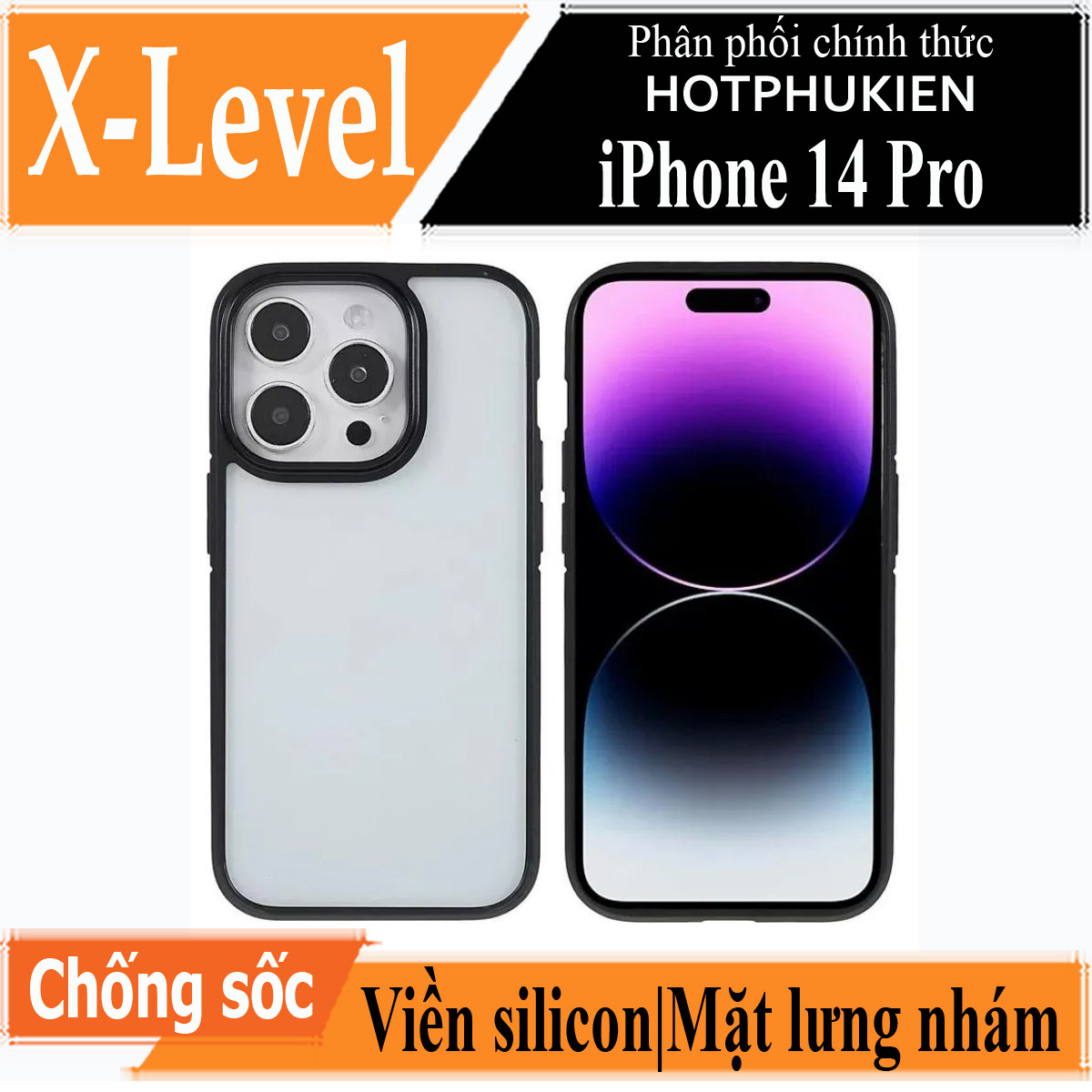 Ốp lưng nhám chống sốc viền silicon cho iPhone 14 Pro (6.1 inch) hiệu X-Level Frosted Sand Case