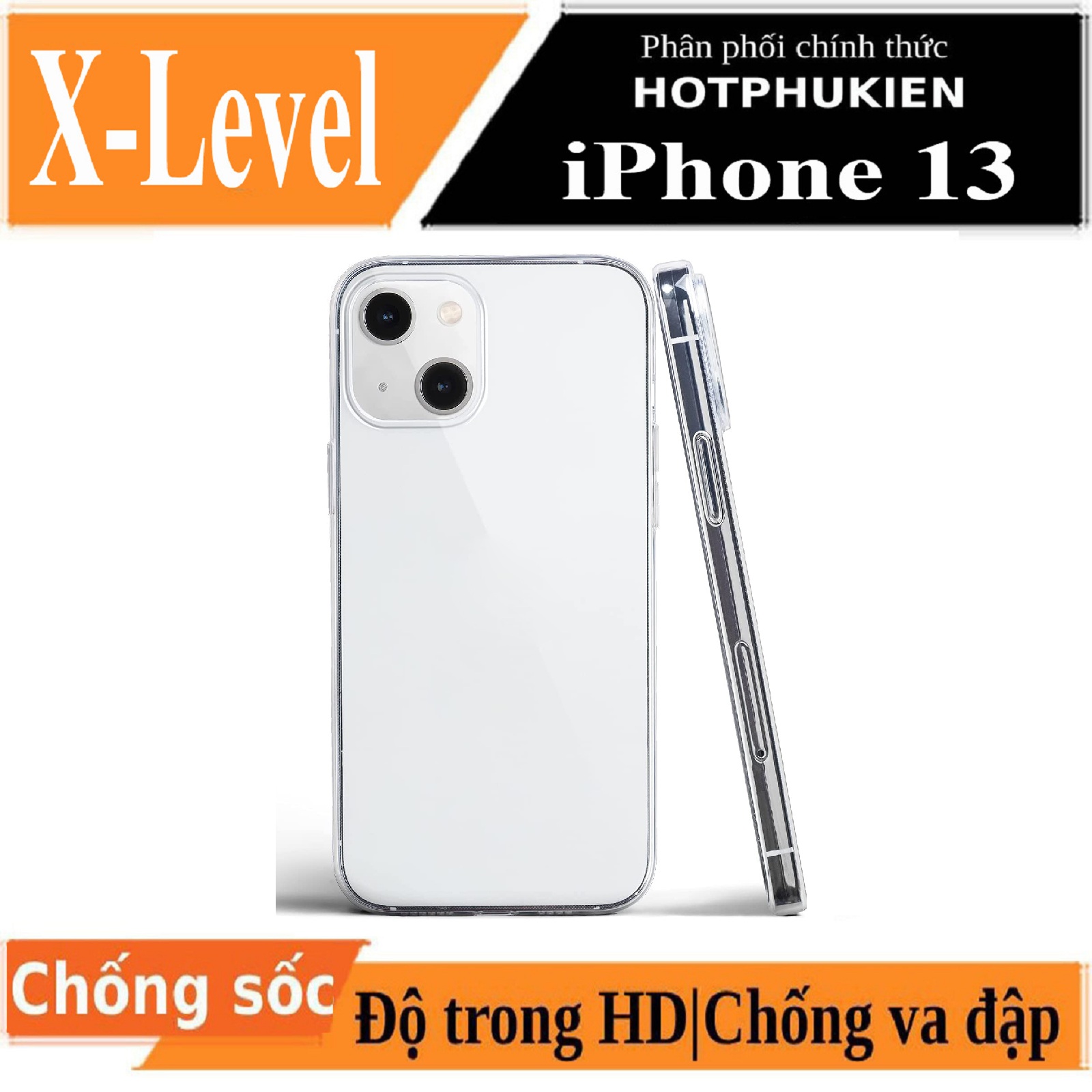 Ốp lưng chống sốc cho iPhone 13 mặt lưng trong suốt siêu mỏng 0.8mm hiệu X-Level Sparkling Series