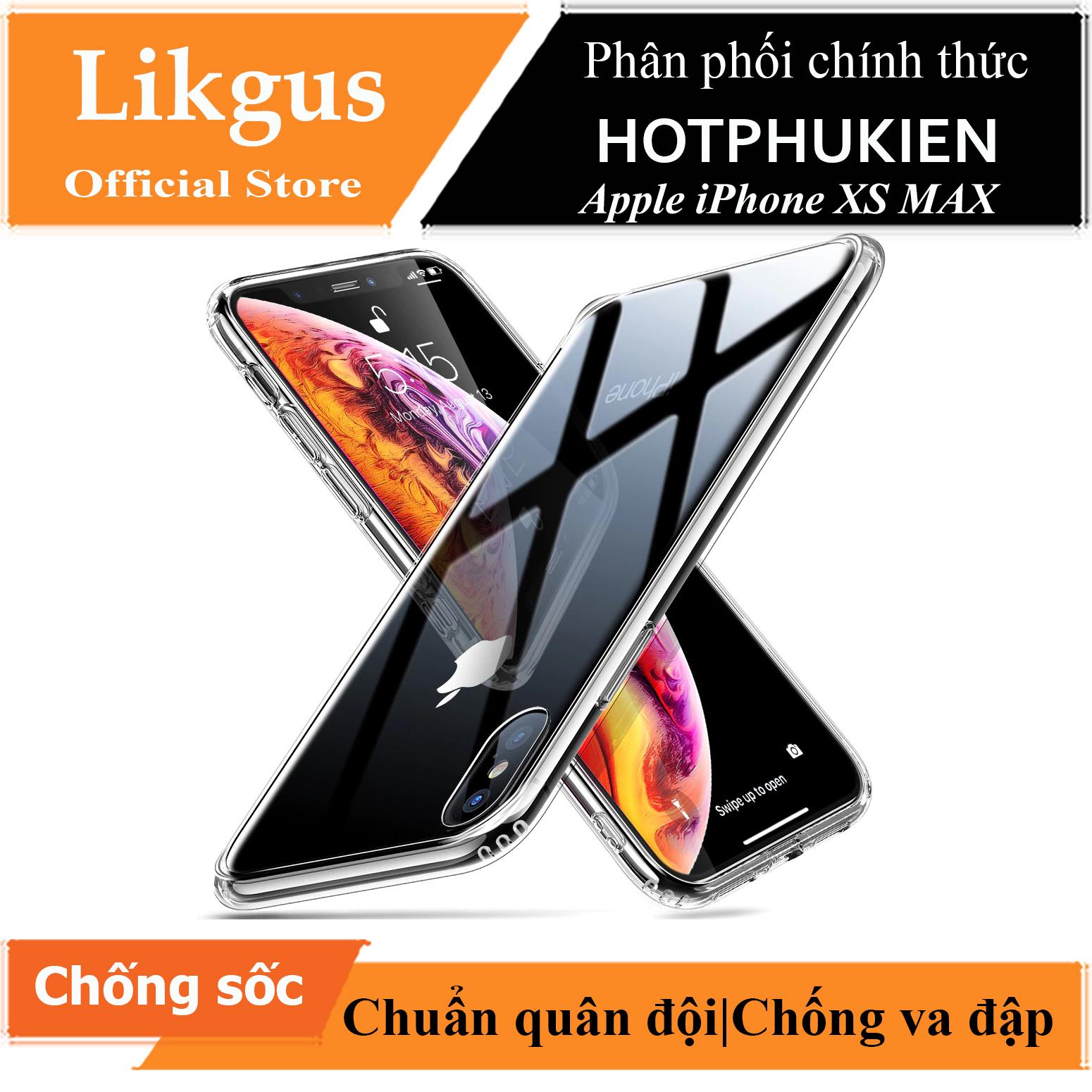 Ốp lưng chống sốc trong suốt cho iPhone Xs Max hiệu Likgus Crashproof