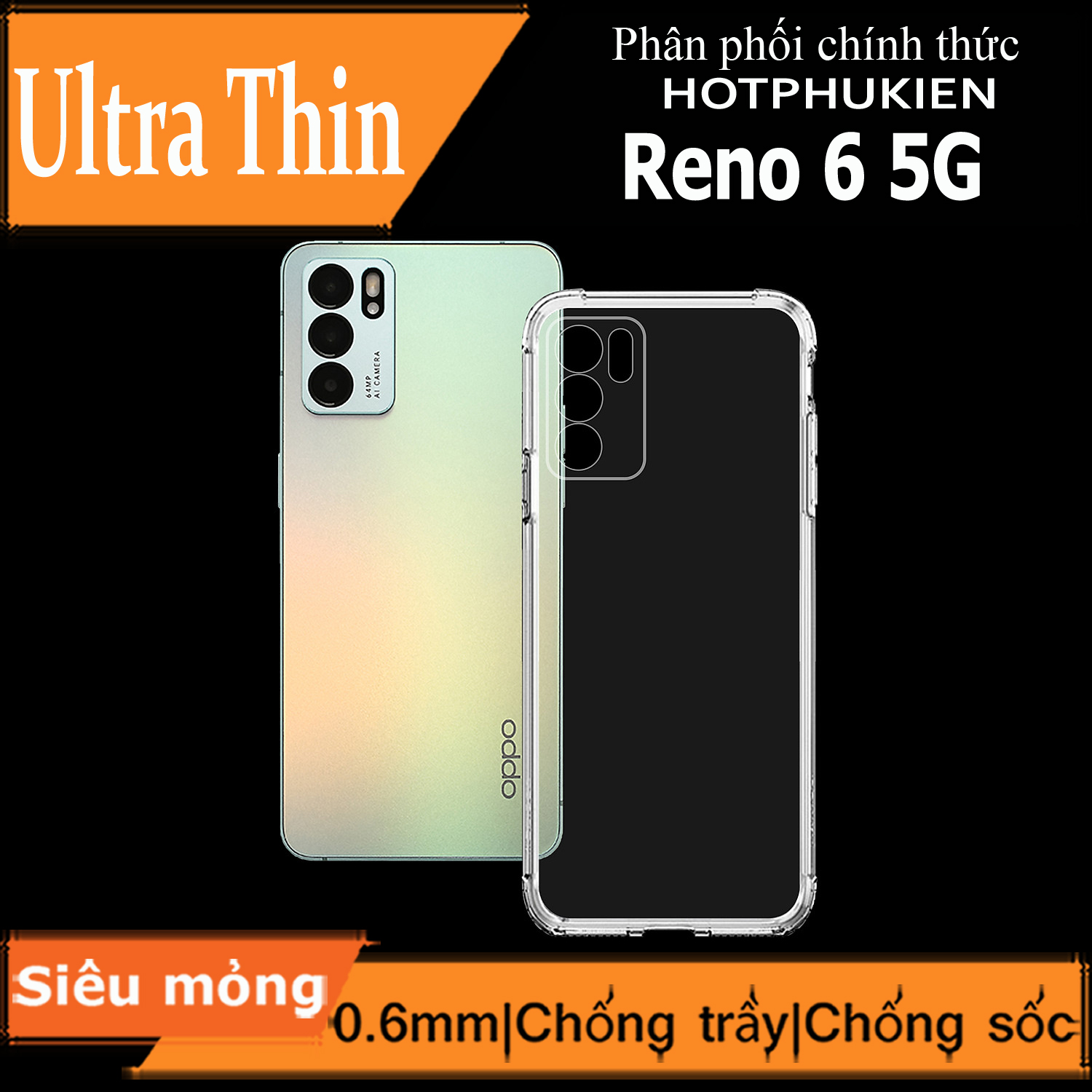 Ốp lưng silicon dẻo cho Oppo Reno 6 5G hiệu Ultra Thin