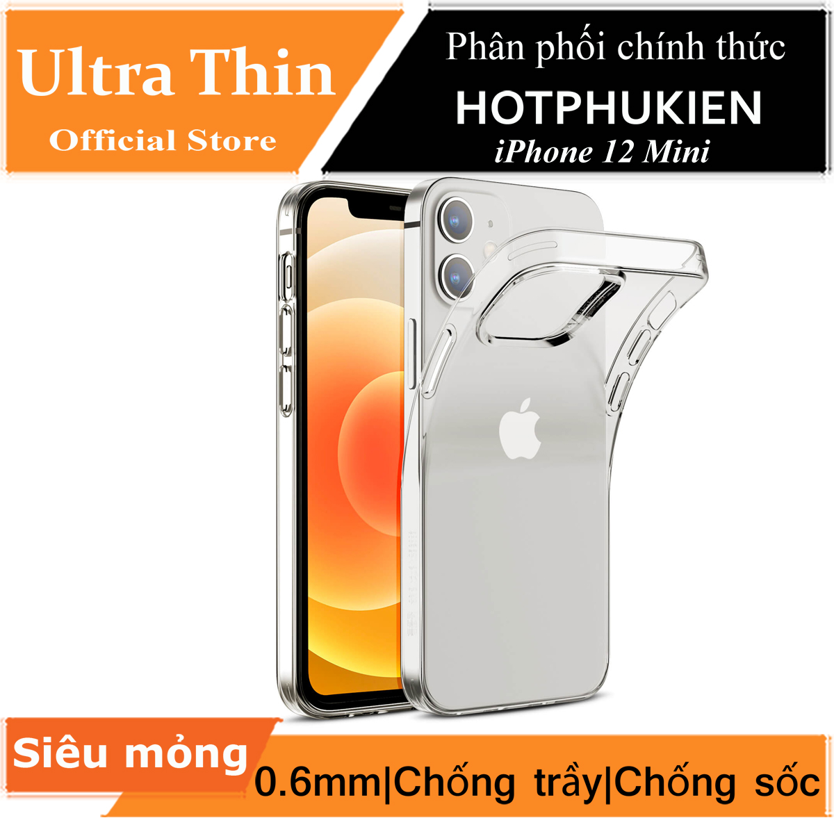 Ốp lưng dẻo silicon trong suốt cho iPhone 12 Mini hiệu Ultra Thin