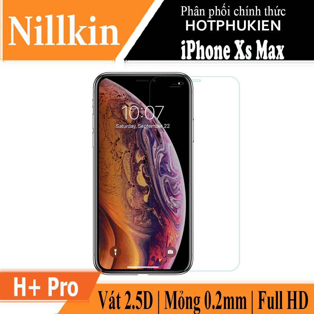 Miếng dán kính cường lực cho iPhone Xs Max hiệu Nillkin Amazing H+ Pro