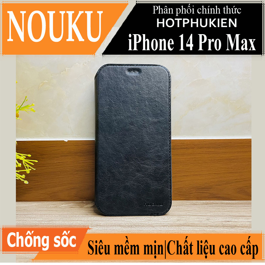 Case bao da chống sốc cho iPhone 14 Pro Max (6.7 inch) hiệu Nuoku Elegant and Royal