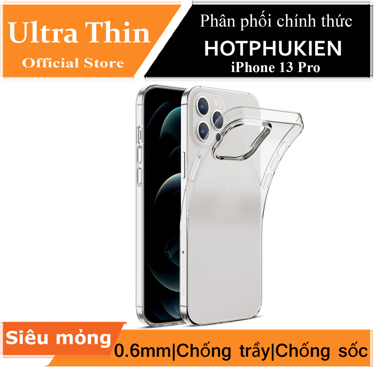 Ốp lưng dẻo silicon trong suốt cho iPhone 13 Pro hiệu Ultra Thin