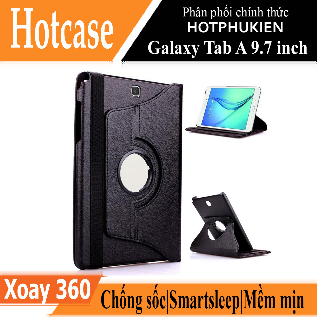 Case bao da Samsung Galaxy Tab A 9.7 inch (SM-T550) xoay 360 độ hiệu HOTCASE