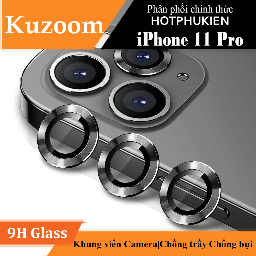 Bộ miếng dán kính cường lực bảo vệ Camera iPhone 11 Pro (5.8 inch) hiệu KUZOOM Lens Ring