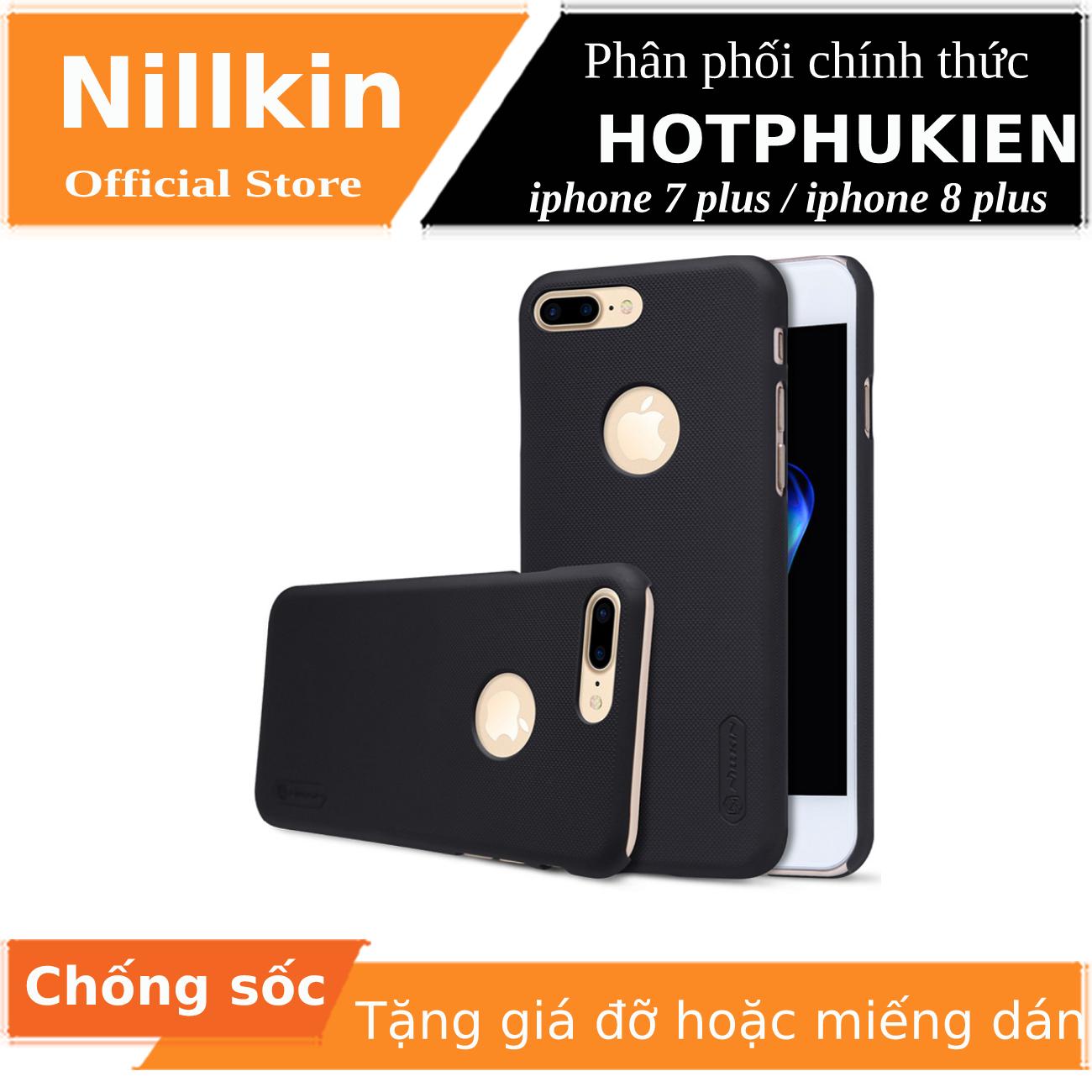 Ốp Lưng Sần chống sốc cho iPhone 7 Plus / iPhone 8 Plus hiệu Nillkin Super Frosted Shield (tặng kèm giá đỡ hoặc miếng dán từ tính)