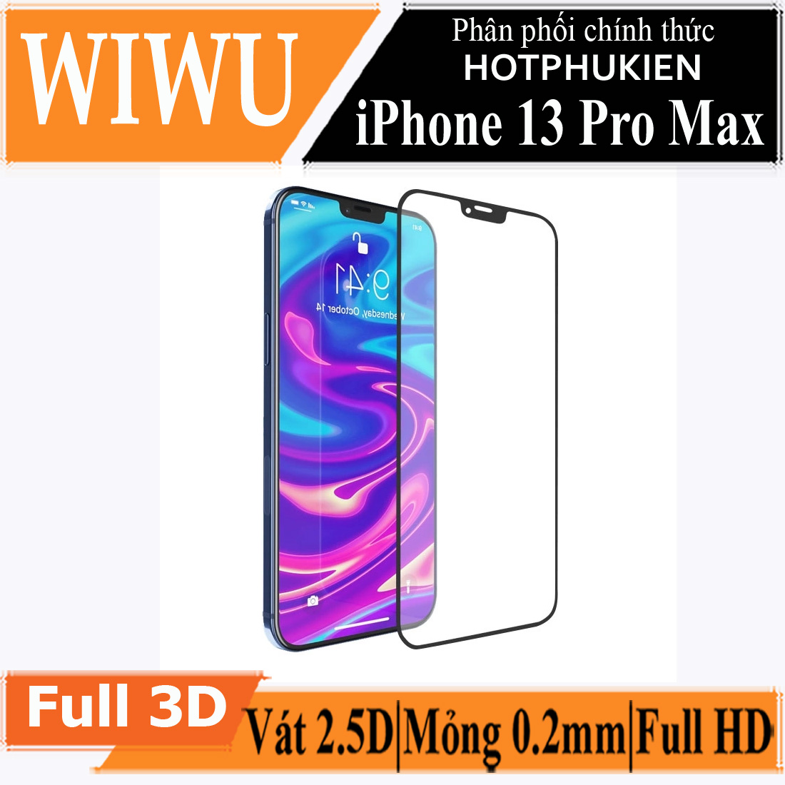 Miếng dán kính cường lực Cho iPhone 13 Pro Max hiệu WIWU iVista