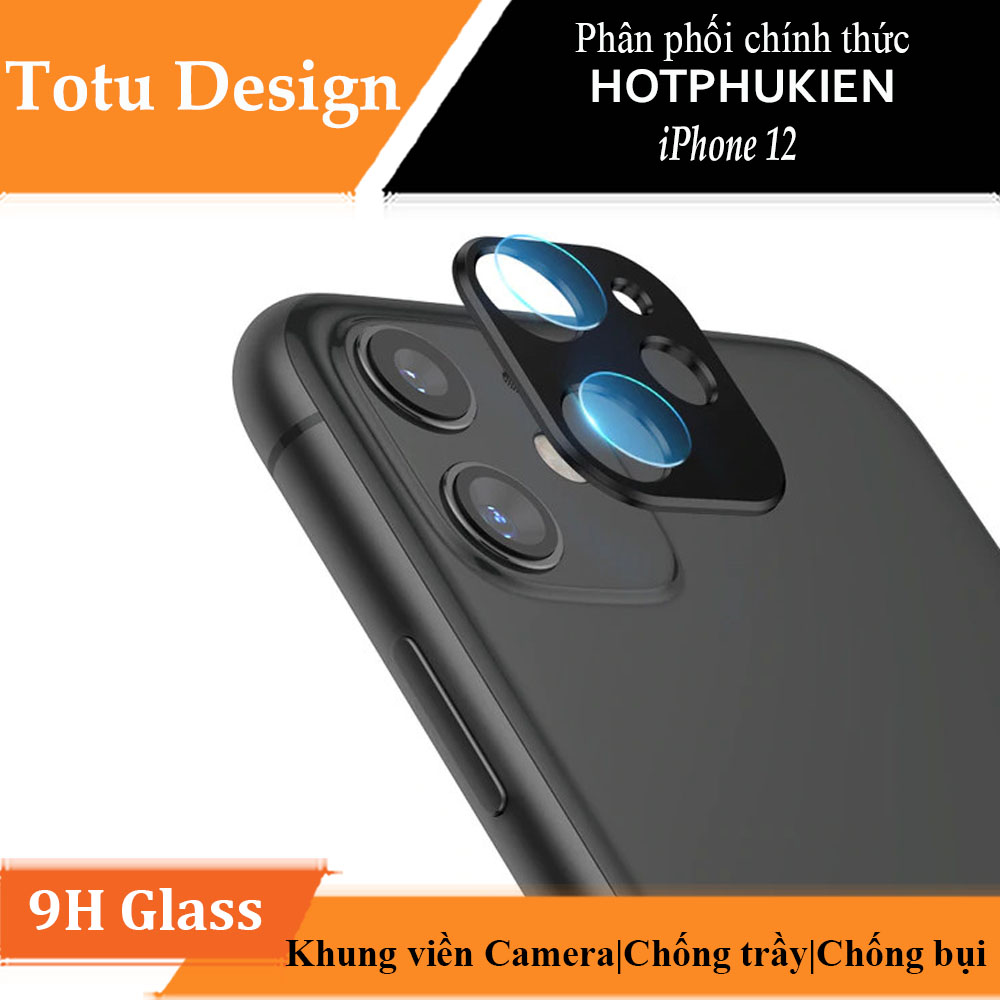 Bộ miếng dán kính cường lực & khung viền bảo vệ Camera cho iPhone 12 hiệu Totu