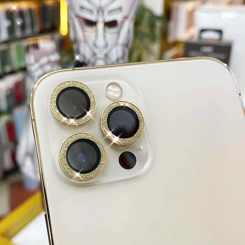 Bộ miếng dán kính cường lực Camera Diamond đính đá cho iPhone 12 Pro hiệu Kuzoom Lens Ring
