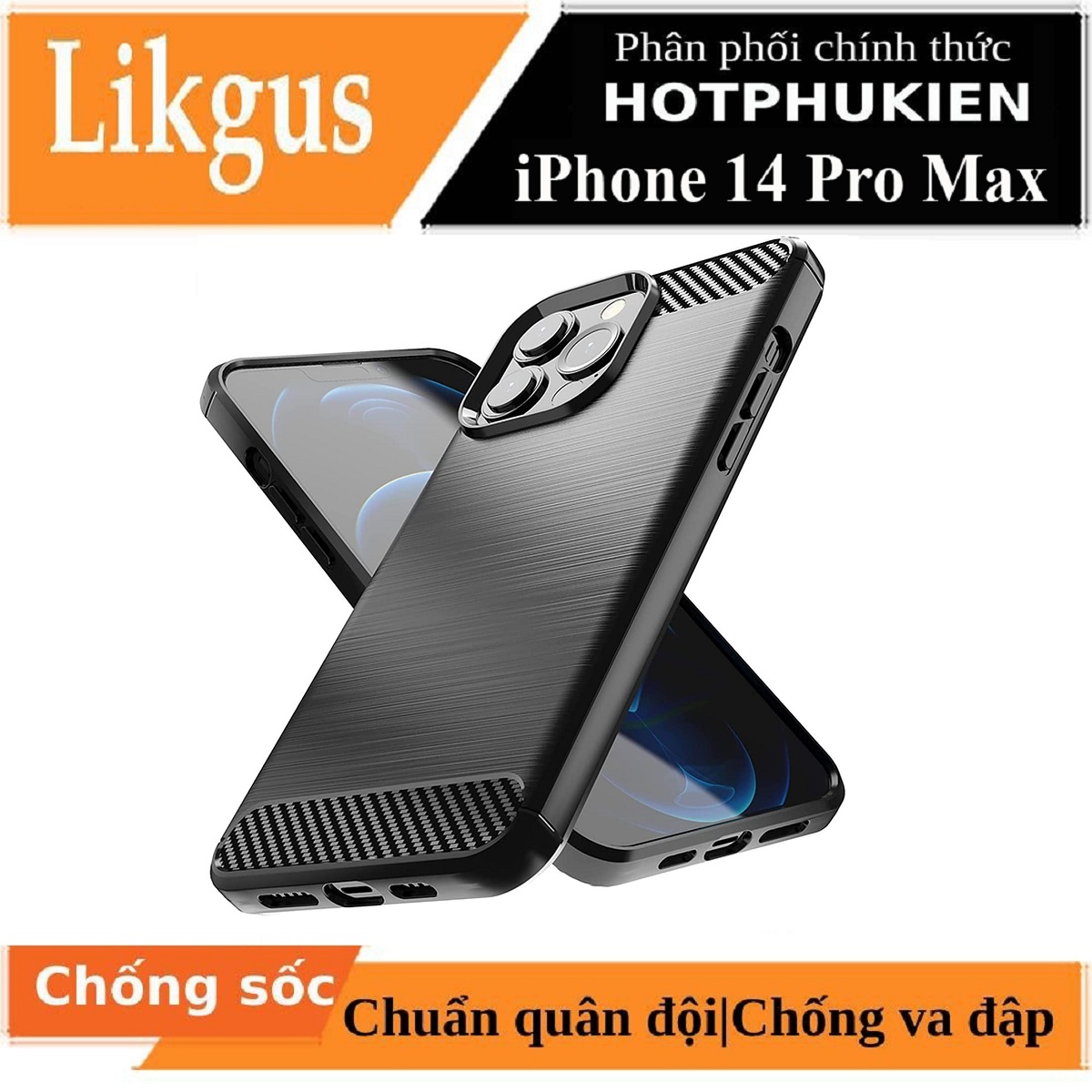 Ốp lưng chống sốc vân kim loại cho iPhone 14 Pro Max (6.7 inch) hiệu Likgus