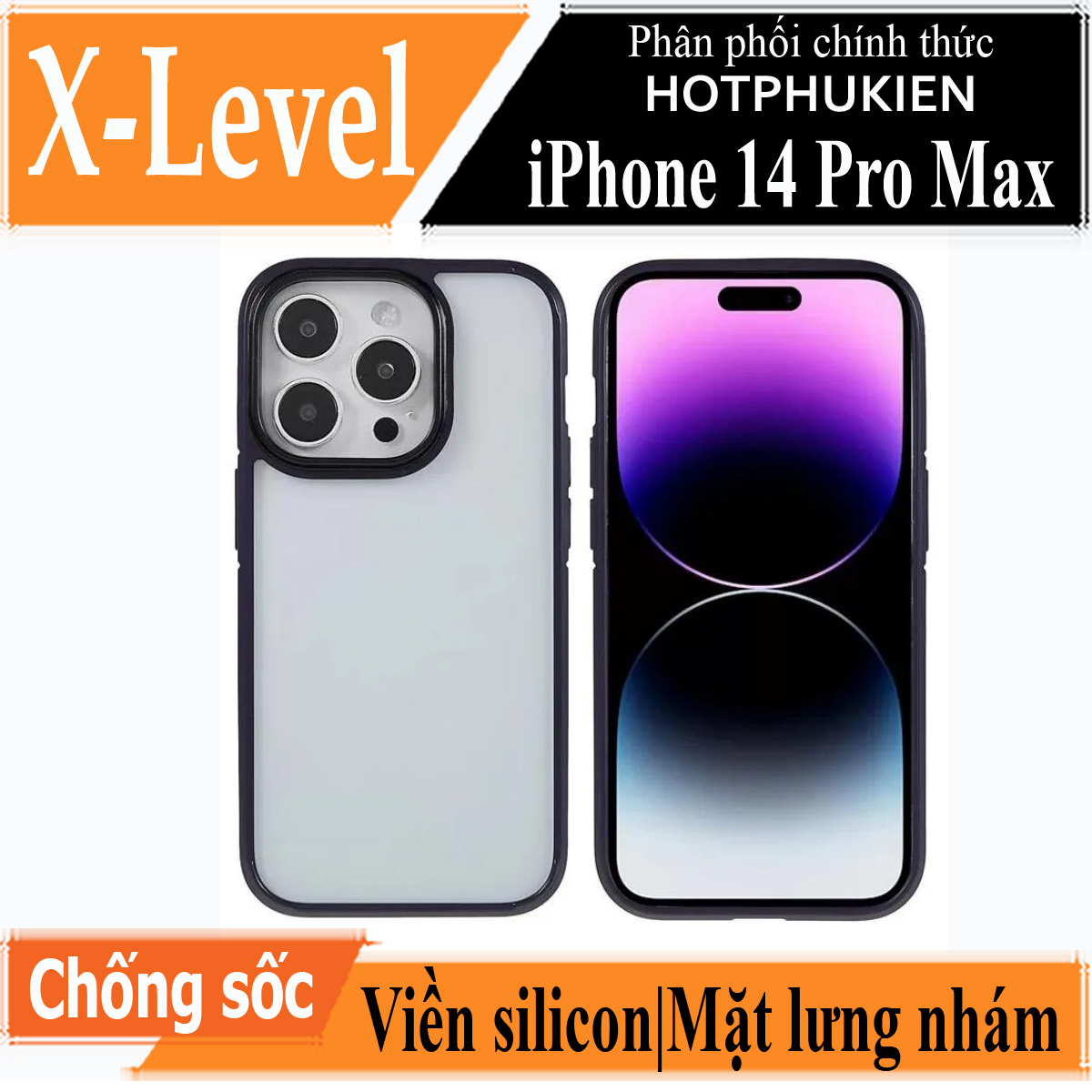 Ốp lưng nhám chống sốc viền silicon cho iPhone 14 Pro Max (6.7 inch) hiệu X-Level Frosted Sand Case