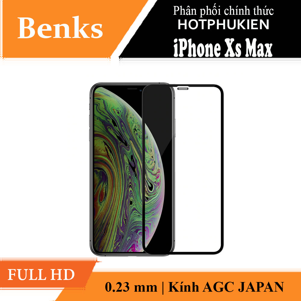 Miếng dán kính cường lực Full 3D cho iPhone Xs Max hiệu Benks